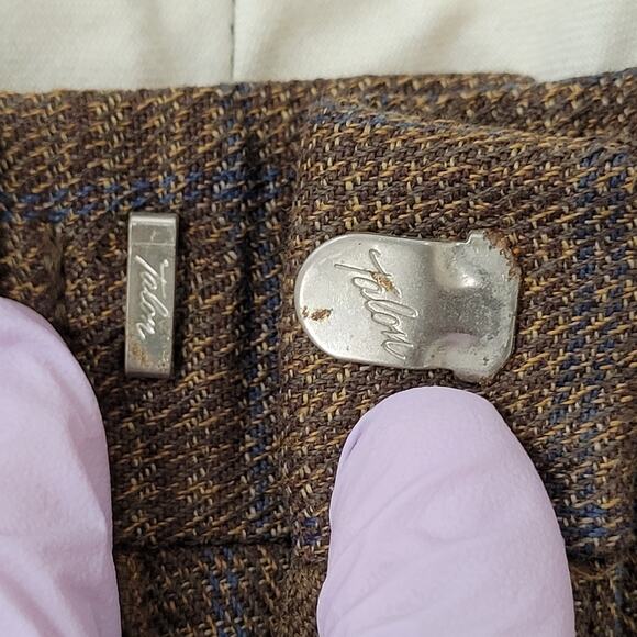 Vintage 80s MOD Polyester Check Pants 32x27 Textured Brown - Picture 9 of 16